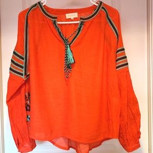 Melló Day Bright Embroidered Flowy Blouse